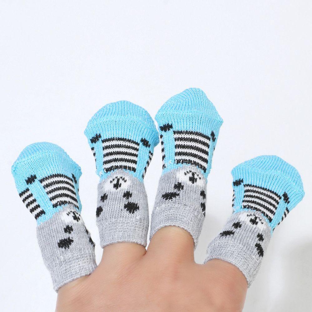 4Pcs/set Paw Protectors Candy Color Pet Supplies Knitted Socks Anti-Slip Dog Shoes Puppy Boots