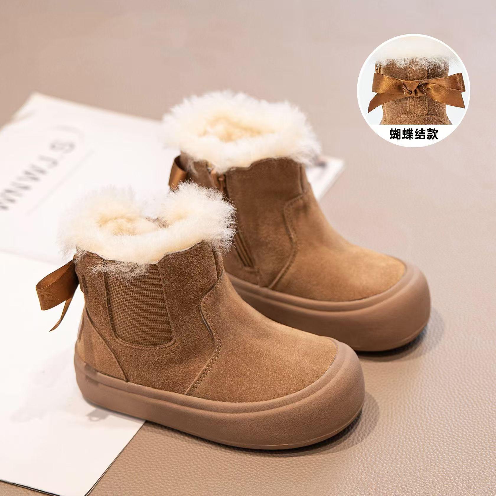 

New winter children s cotton shoes velvet shoes waterproof and non-slip older children s boots baby Size 30: inner length 18.6 cm