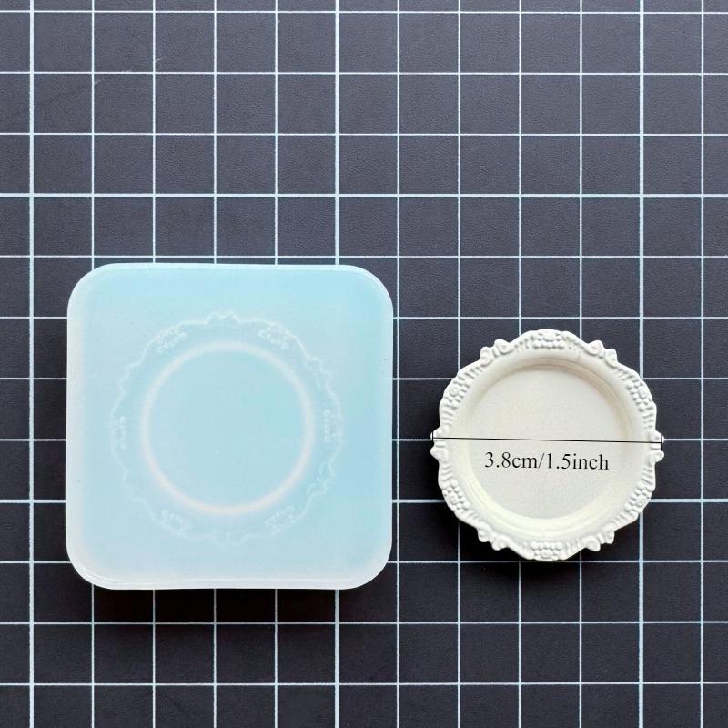 Miniature Food Play Retro Lace Plate/bowl Silicone Mold DIY Doll House Decoration Mini Food Placement Plate Making Tool