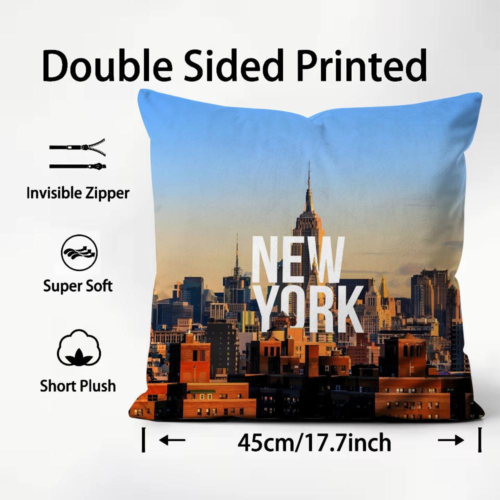 New York City Fashion Cushion Cover Plush Fabric Soft DoubleSided Printed Sofa Warm Winter Home Child Gift Pillow Case
