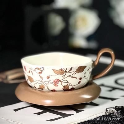Freesie Ohrhänger Kaffee Keramiktasse Untertasse Elegant Retro Nachmittagstee Tasse Schlichte Mode Leichter Luxus Becher