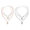 Necklace Set Cross Pendant Necklace Ethnic Style Rhinestone Necklace Love Pearl Necklace  Gift