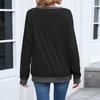 Women's Fashionable Color Blocked Round Neck Long Sleeved Casual Hoodie Top