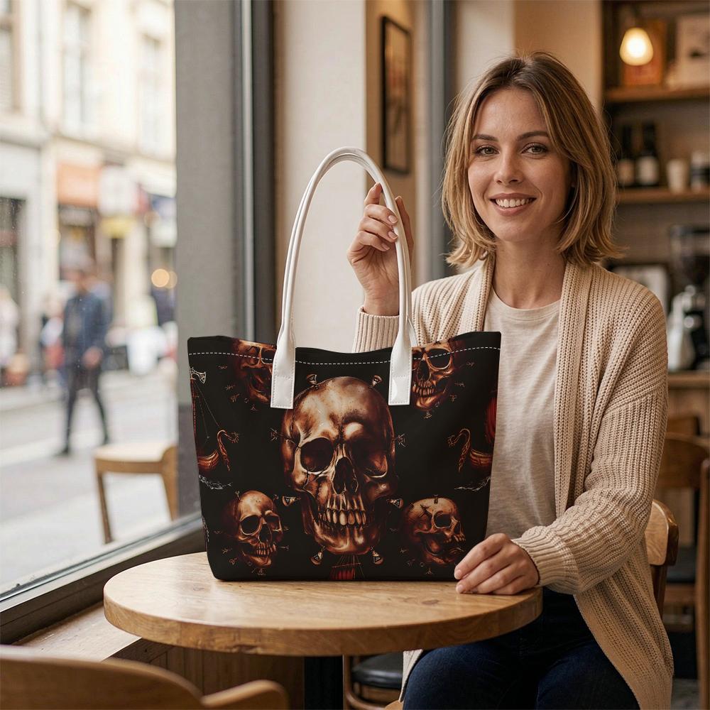 Gothic Skull Tote Bag Cool Vintage Fashion Shoulder Bag for Daily Use