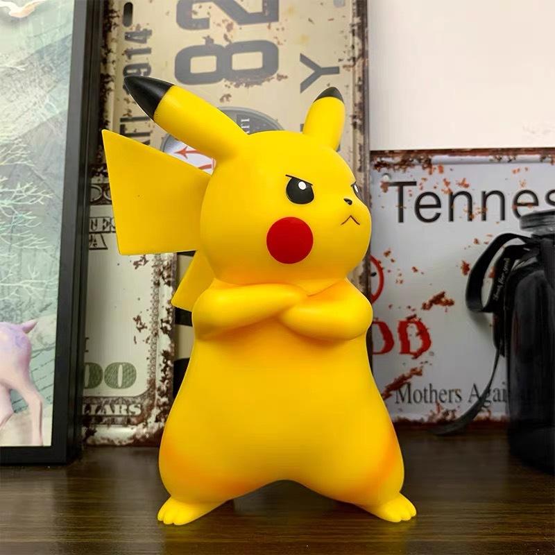 18cm Anime Pokemon Kawaii Figurine Angry Pikachu Action Figure Toys Pikachu Car Decor Collection Model Birthday Gifts