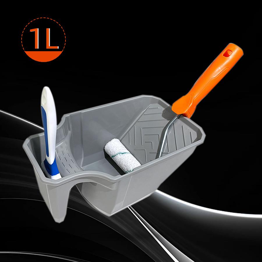 4-Inch Handheld Paint Cup with Roller Frame - Durable PP Material, Large Capacity, Easy Matching for Brushes & Rollers, Gray