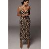 Frühling Sommer Damen Träger Ärmellos V-Ausschnitt Kleid Modisch Sexy Mittellanger Rock