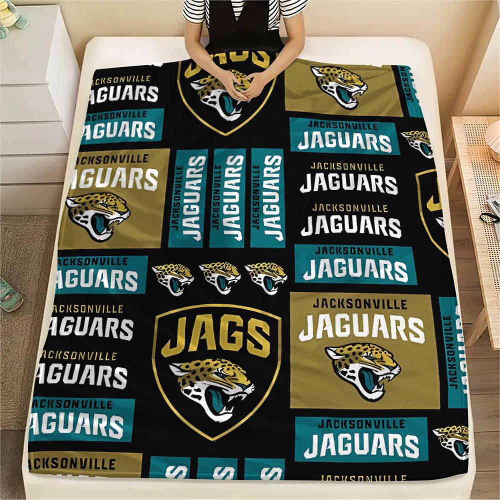 1Pc Jacksonville Jaguars Print Flannel Blanket, High Quality Comfortable for All Seasons, Home Decor, Warmth and Comfort, Perfect for Gifts