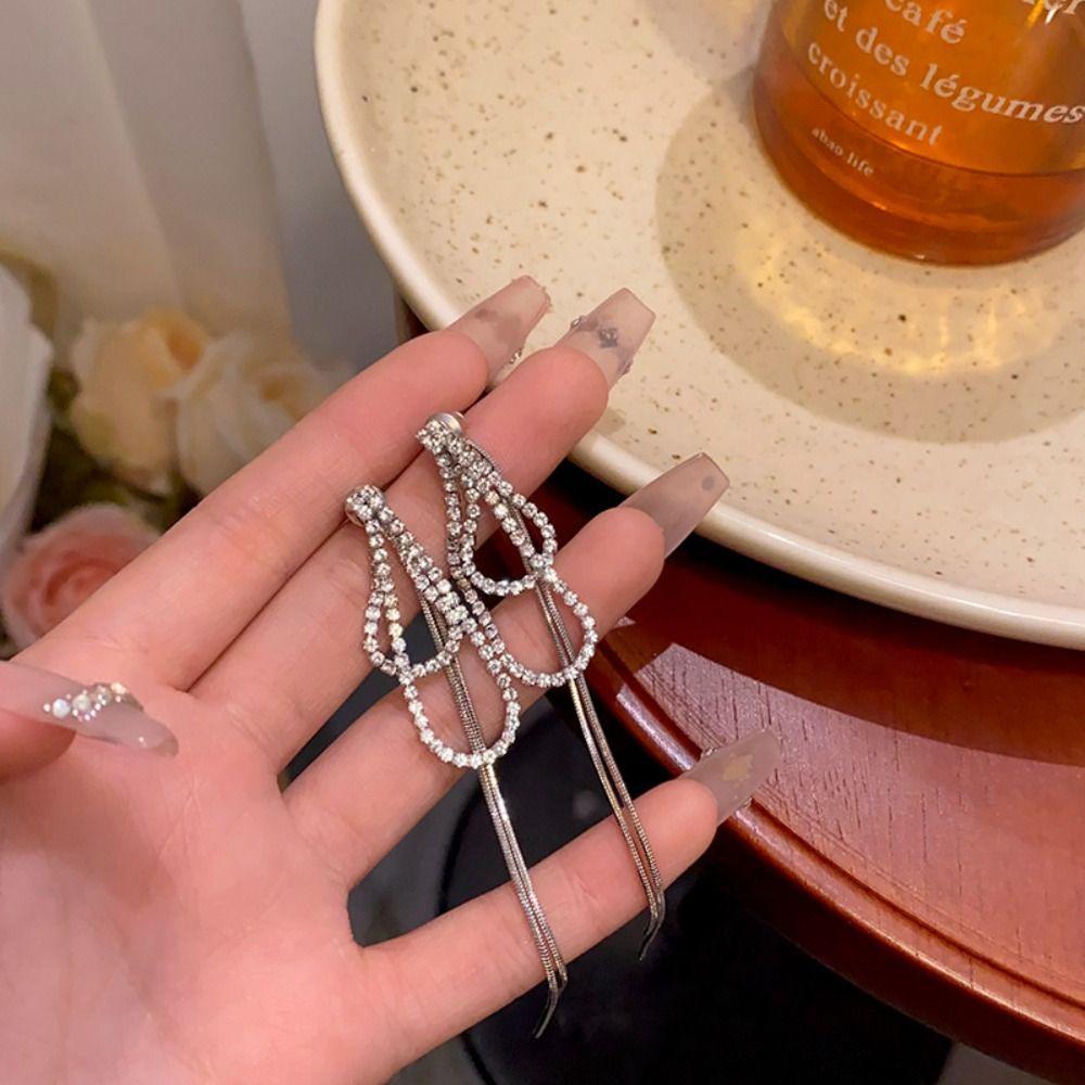 

Trendy Crystal Pendant Earrings Simple Drop Dangling Earrings Wedding