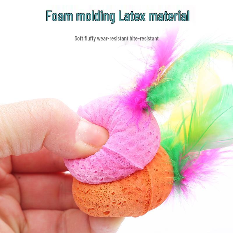 Cat Toy: Interactive Elastic Foam Ball with Feathers