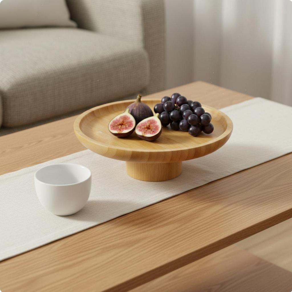 High Footed Serving Plate Elevated Design Wooden Pedestal Tray Vintage type Pedestal Dessert Plate for Living Room, Tea Time,