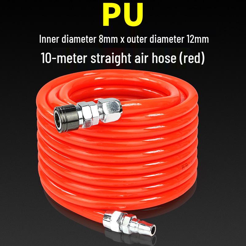 High-Pressure PU Air Hose with Quick Connect - 5*8/10*6.5/12*8, Pneumatic Air Compressor and Pump Compatible