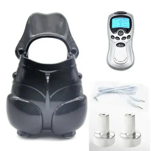 Manyjoy Second-generation Electro Shock TPR Cock Cage Penis Stimulate Ball Stretcher Scrotum Bondage Power Supply Bondage Male