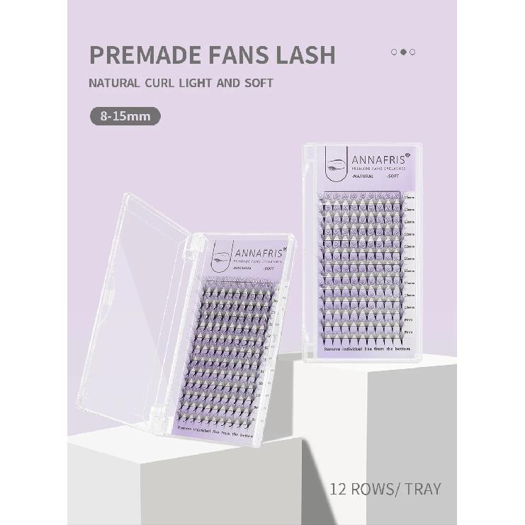 ANNAFRIS 10D 12D 14D 16D 20D Premade Fan Eyelash Extension Thin Pointy Base Roots Russia Volume Lashes Soft Natural False Lashes
