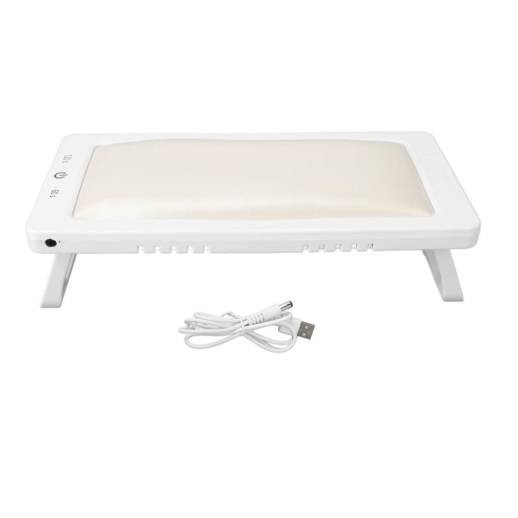 Foldable Nail Gel Dryer 27pcs Light Chips 2 Timing PU Leather Hand Pillow Nail Polish Curing Lamp White