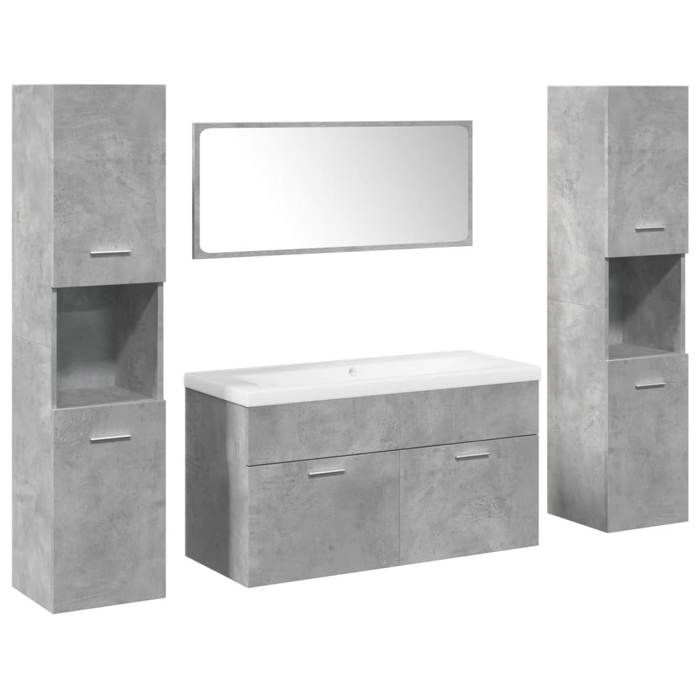 VidaXL Ensemble de meubles de salle de bain 5 pcs gris béton, armoire de salle de bain, placard de salle de bain, meuble de 3324887