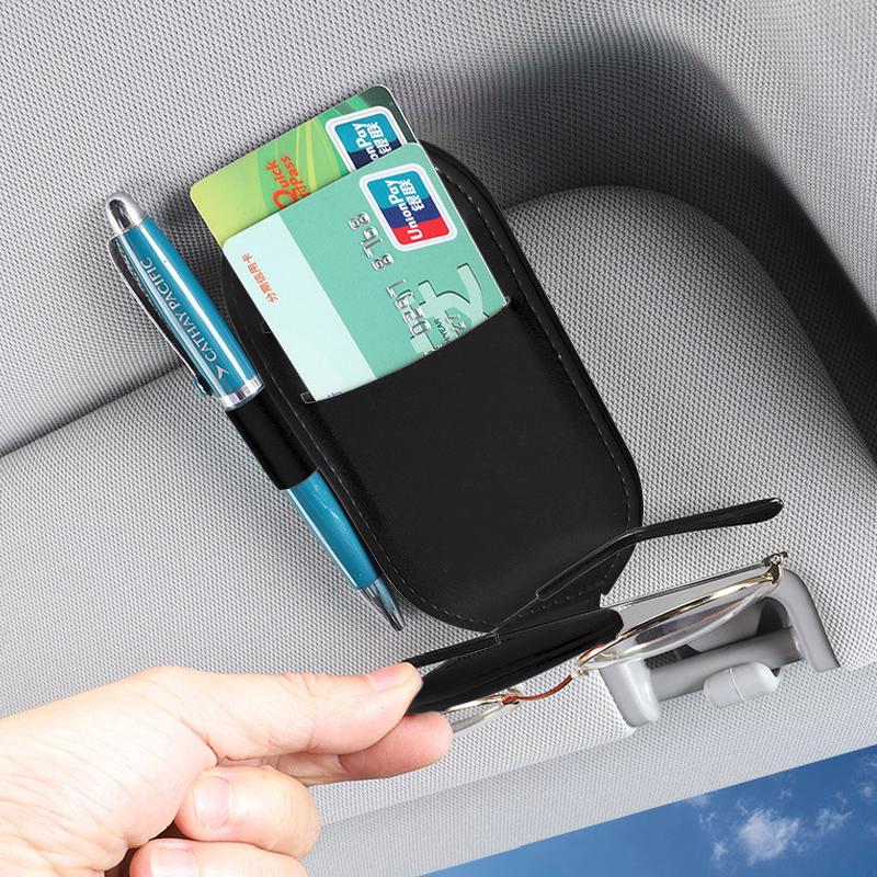 Leather Car Glasses Clip Sun Visor Multi-function Sunglasses Clip For Jaguar XF XE XJ F-Pace X-Type S-Type F-Type E-Pace I-PACE XK