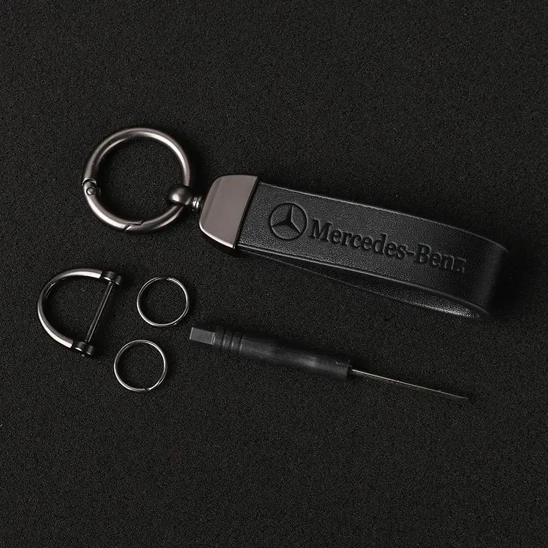 GLC GLB Car Vintage Leather Keychain Ring Zinc Alloy Chain Key For Mercedes Benz AMG W177 W176 X166 X167 C257 C218 X253 C118 C1