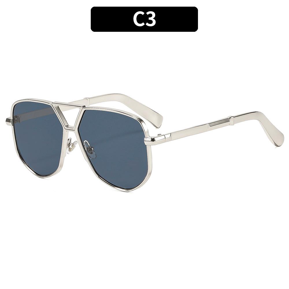 European And American Fashion New Metal Double Beam Sunglasses Personalized Retro Versatile Trend Pilot Sunglasses Men'S Glasses