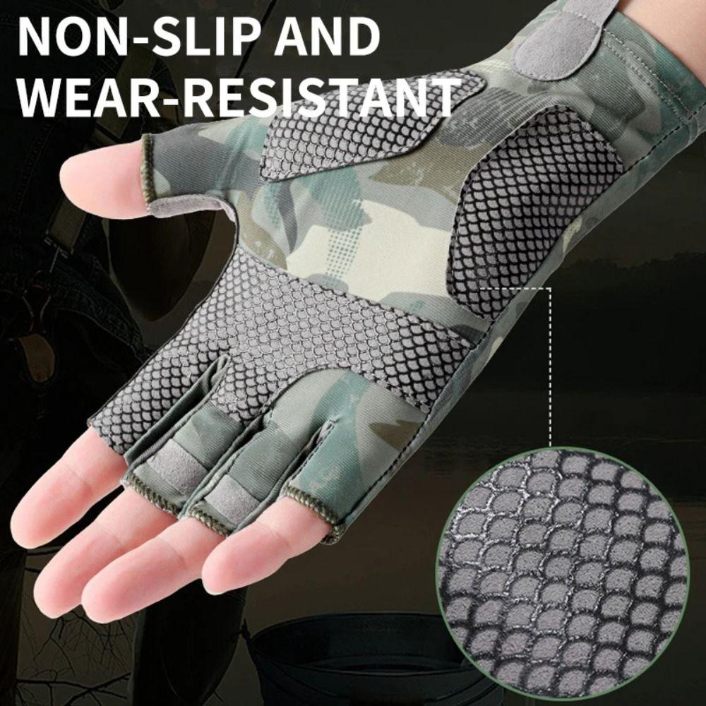 Sweat-absorbent Men Cycling Gloves Elastic Fingerless Gloves New Fishing Gloves