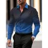 Herren Casual Hemd, Modische Farbverlauf 3D Digitaldruck, Langarm Revers Oberteile, Pendlerkleidung