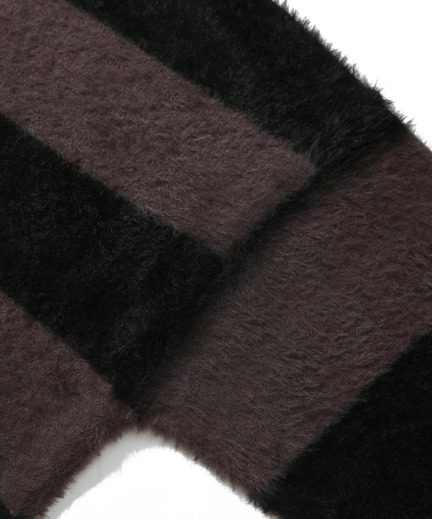 TRILLION Hairy Brush Stripe Crew Neck Knit (Ash Gray)
