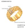 Wind Inlaid Diamond Woven Texture Ring Fashionable Retro Design Titanium Steel Plated 18K Real Gold Jewelry Women