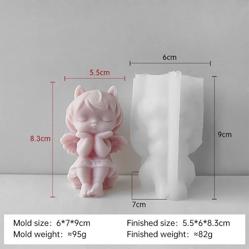 3D Prayer Angel Plaster Doll Silicone Mold Handmade Aroma Candle Gypsum Form Mould Soap Soy Wax Candle Making Supplies