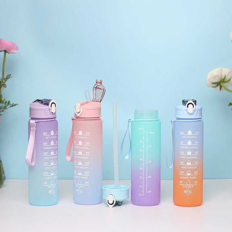 900ml Láhev na vodu Motivační sportovní láhev s časovou značkou Nepropustný pohár Fitness Bpa Free Přenosné nádobí na pití pro venkovní použití