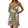Women's Fashion Casual Floral Print Dress Double Sling Pocket Dress