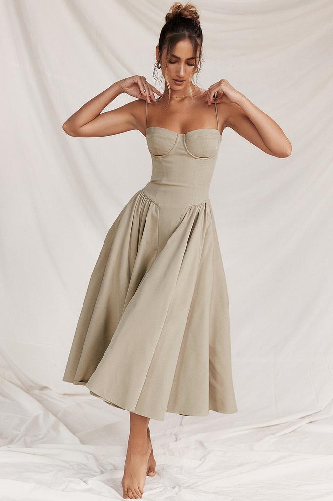 Summer skirt new retro long dress court style dopamine wear suspender dress women