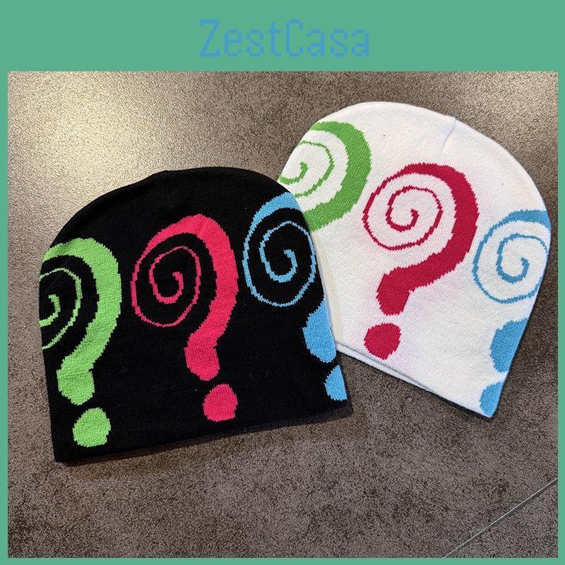Question Fashion Colored Mark Pattern Neutral Casual Warm Knitted Hat Autumn For