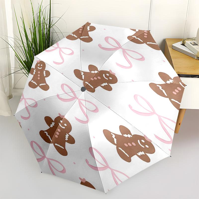 

Gingerbread Man Themed Travel Umbrella 8 Ribs Automatic Opening and Closing, Portable Folding Design, Compact and Stylish Umbrella Suitable