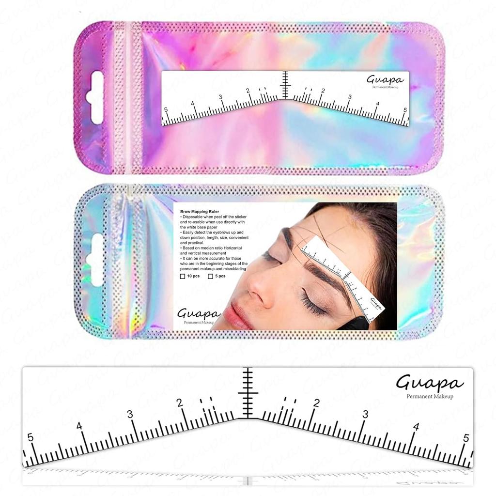 Guapa Augenbrauenlineal Schablonen Einfache Kartierung Formgebende Aufkleber Schablone Microblading Messwerkzeug Augenbrauenform Design Positionierungsaufkleber für Permanent