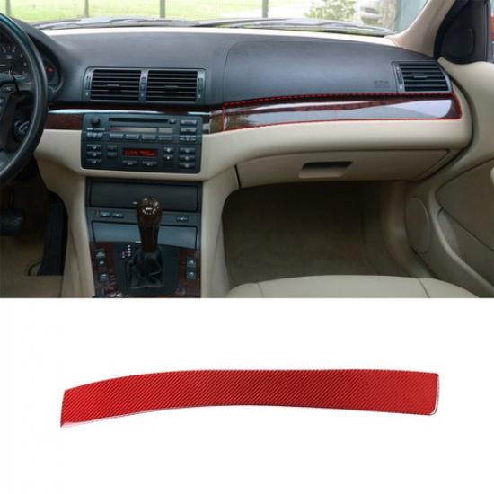 Red Carbon Co-pilot Dashboard Panel Trim Strip Cover For BMW 3 Series E46 98-05