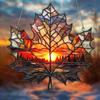 Maple Leaf Sun Catcher Sunset Hanging Decoration Stained Glass Style Acrylic Ornament for Bedroom Kitchen Window Balcony