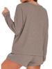 2025 Women's Solid Color Round Neck Casual Long Sleeve Pocket Set