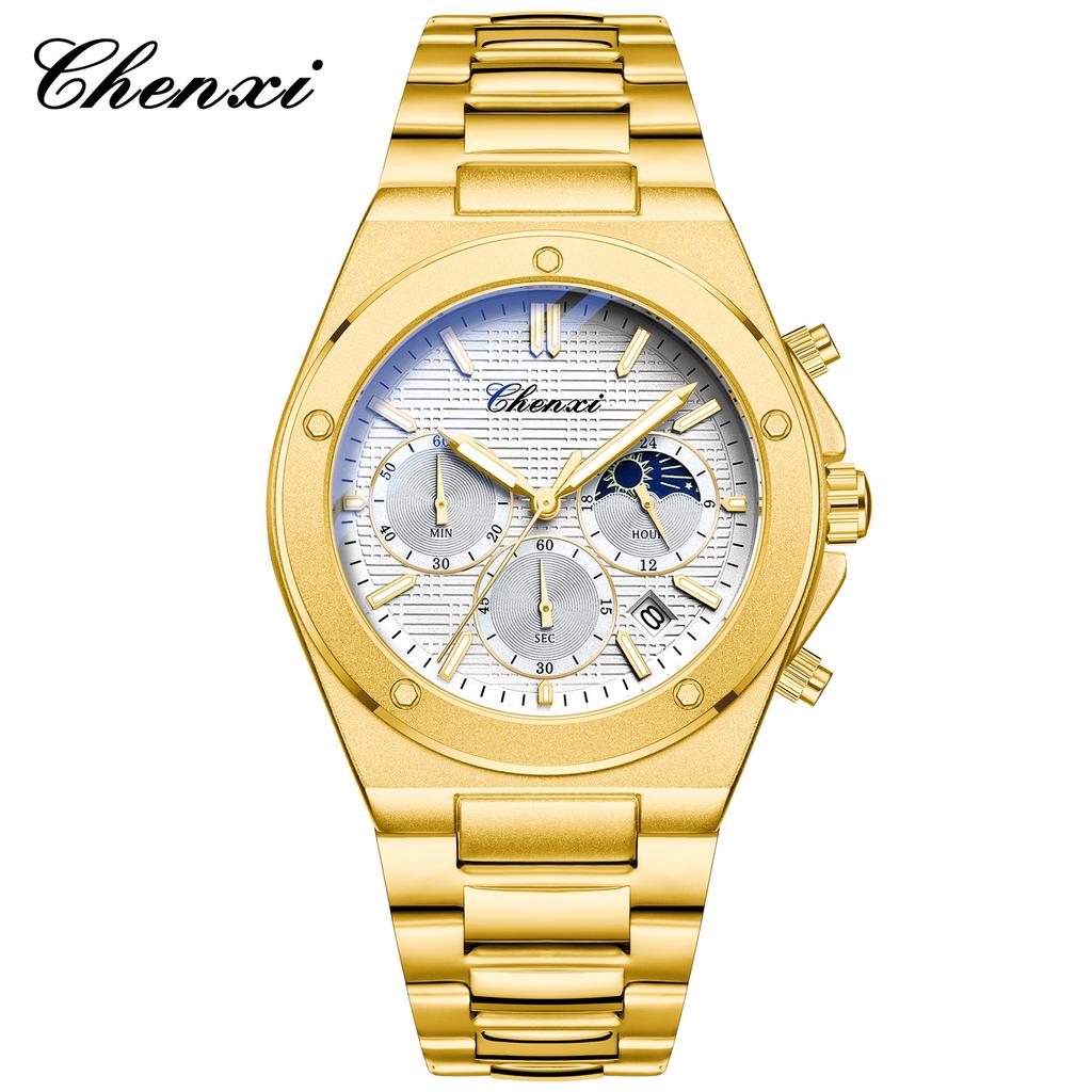 Men Multifunction Quartz Watch Luminous Waterproof Business Fashion Wristwatch