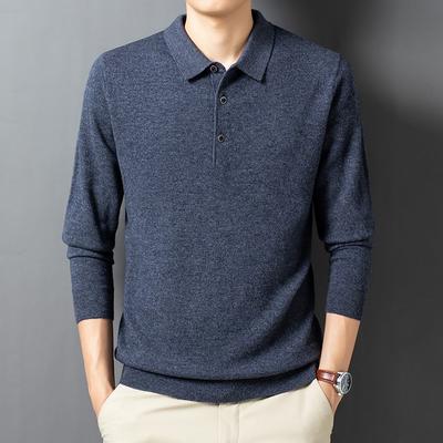 Herbst- und Winter Herren Wollpullover Langärmliger Herren Casual Revers Strickpullover Basis