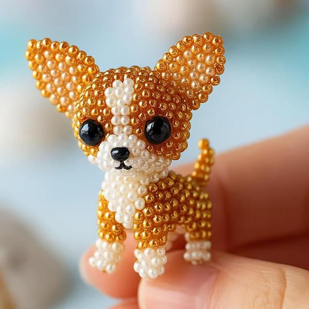 Dog Bead Embroidery Kit Three-Dimensional Dog Animal Bead Embroidery Kit Ornament Making Sewing Art Complete Accessories for
