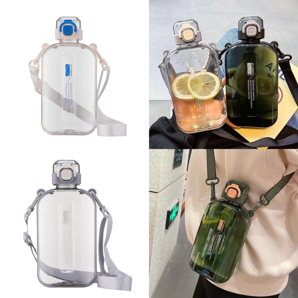 Flacher Typ Raumbecher mit Riemen Outdoor-Sport Wasserflasche für junge Erwachsene