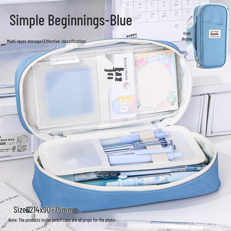 Large Capacity Blue Transparent Ita Pencil Case - Stylish and Functional for Students