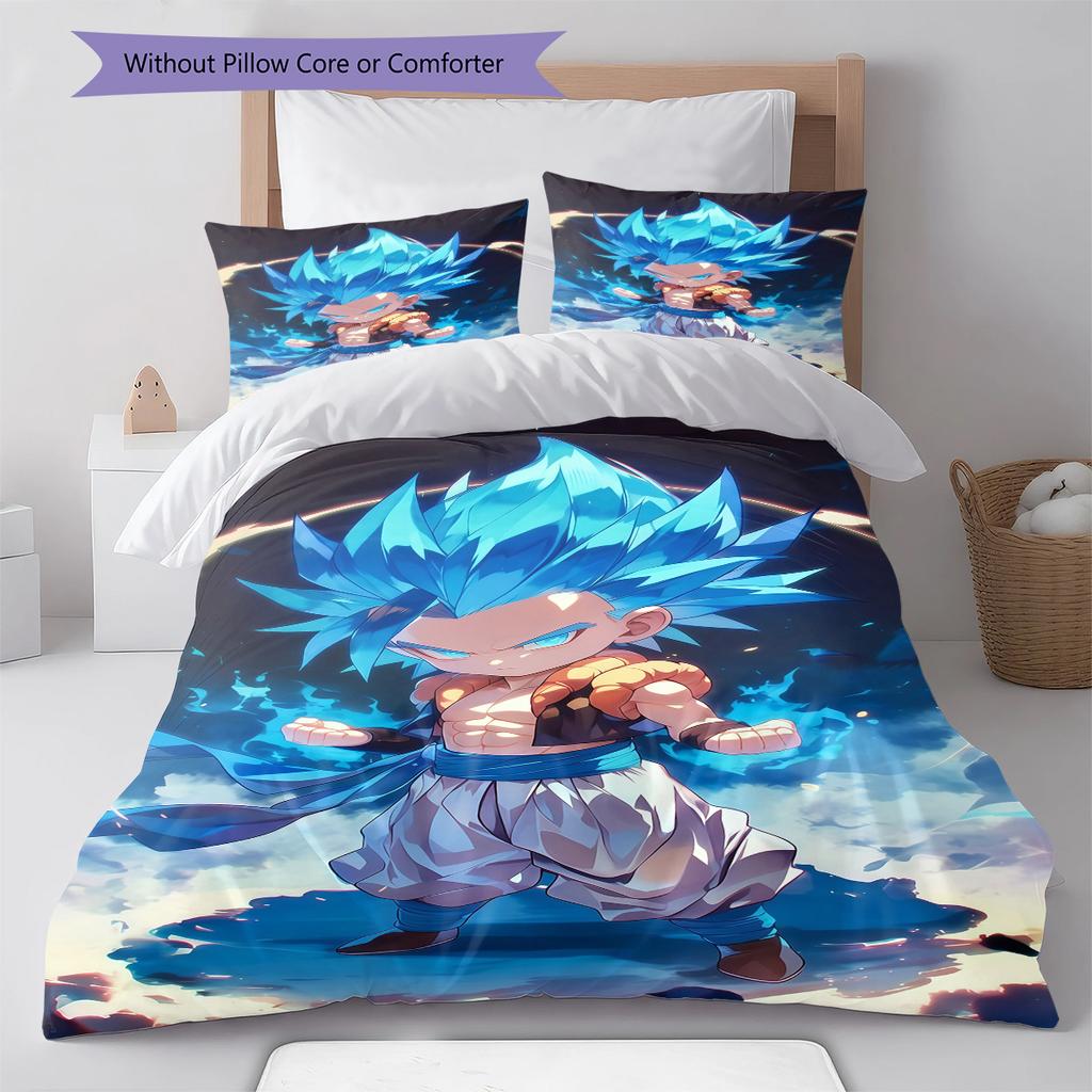 Vegito Pattern Bedding,Quilt Set Quilt Cover Pillowcase Home Birthday Gift (1 * Duvet Cover + 2 * Pillowcase, Without Core)