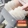 Gray Lamb Wool Cotton Pants Women's Winter Velvet Thickened Cotton Leggings Wear High-waisted Pineapple Grid Extra Thick Thermal Pants
