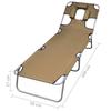 Foldable Sun Lounger with Head Pillow and Adjustable Backrest Taupe