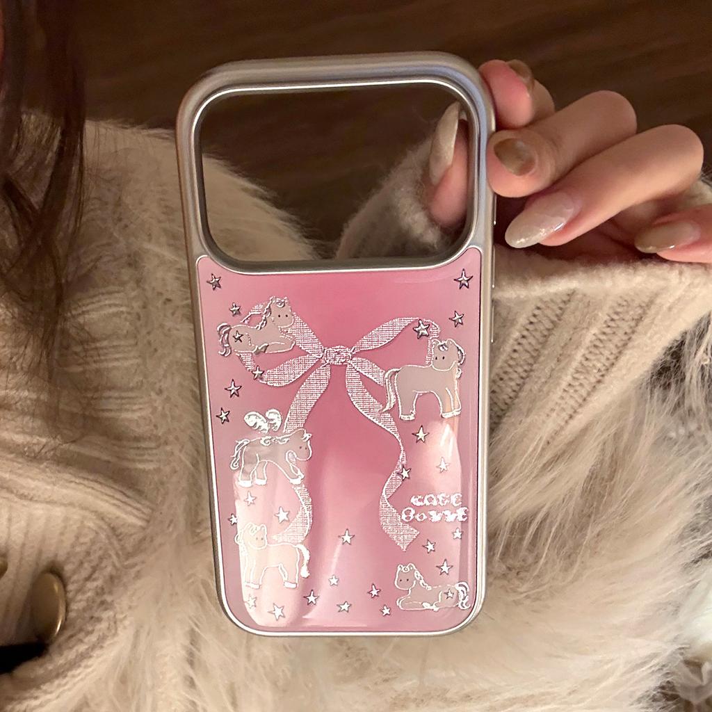 Gilt 17 Mobile Phone Case Iphone17promax Apple 16 Suitable for 14 Pink Bow Pony High-quality Mobile Phone Case