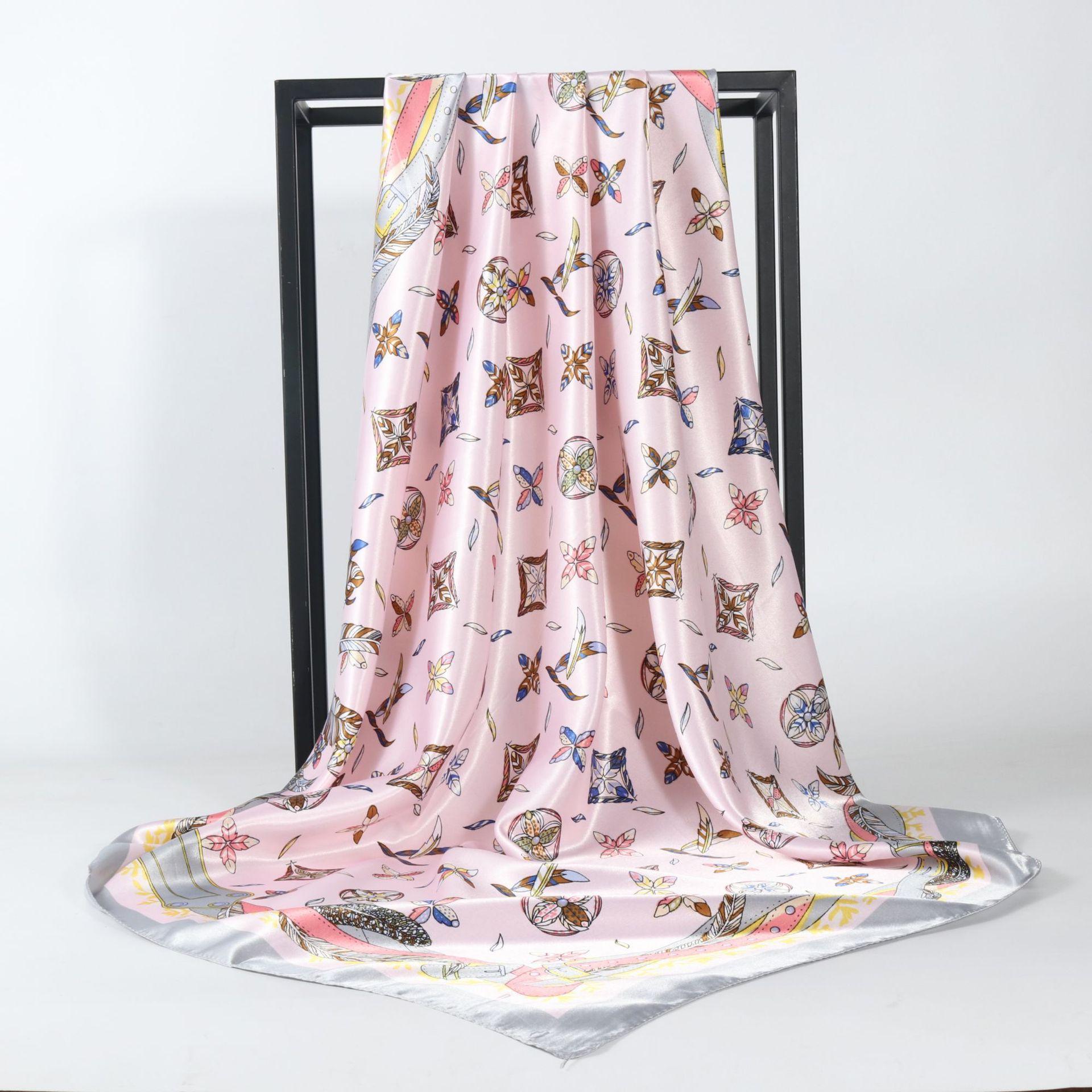 

Высококачественные роскошные шелковые шарфы, повязка на голову, шарфы, шейный шарф для женщин, шелковый шарф с цепочкой, женская декоративная шаль 90*90cm