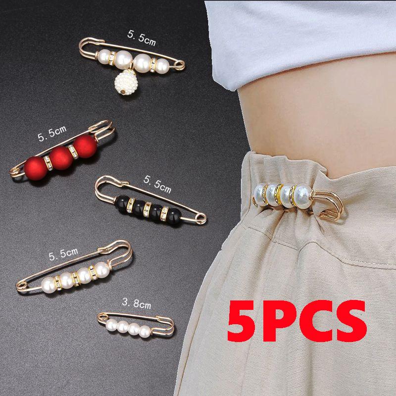 Faux Pearl Brooches Set Fashion Vintage Women Sweater Dress Waist Buckle Jeans Button Clothes Accessories Gifts