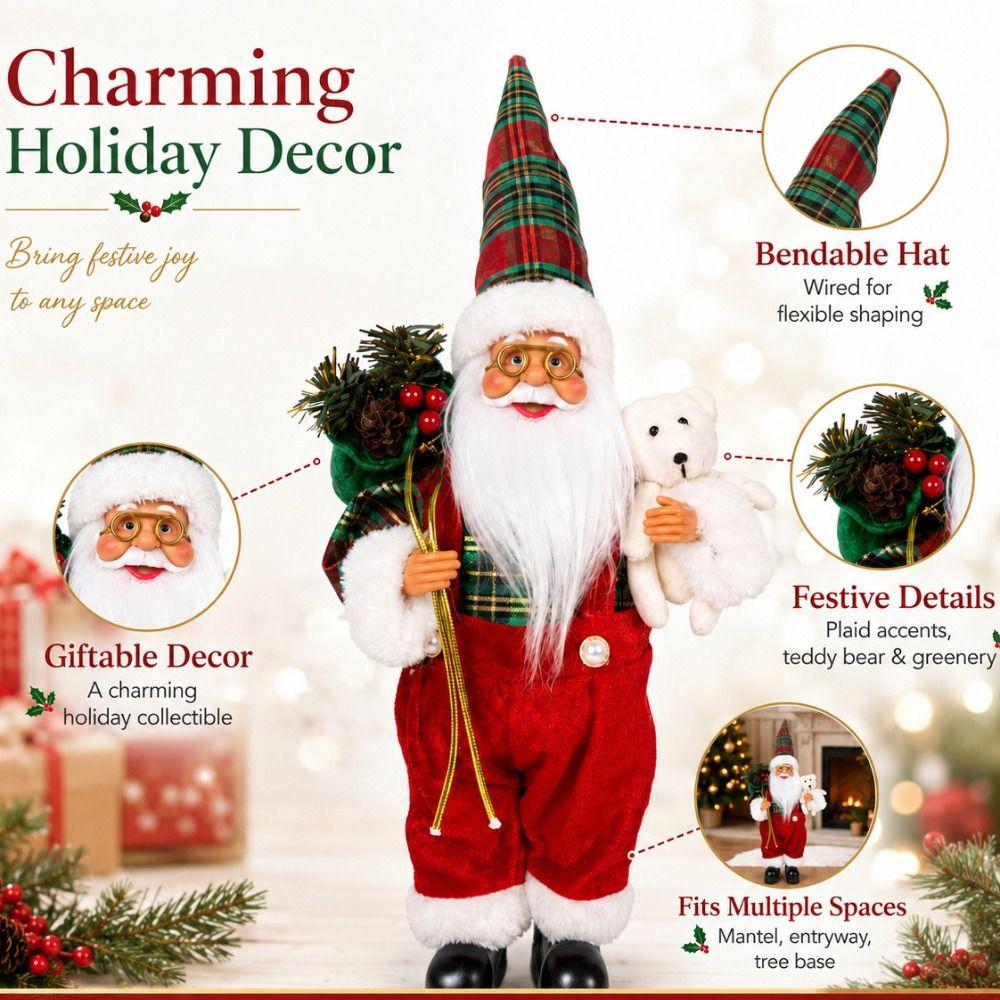 40cm Christmas Santa Doll Window Display Decor Christmas Figurine Christmas Home Decor