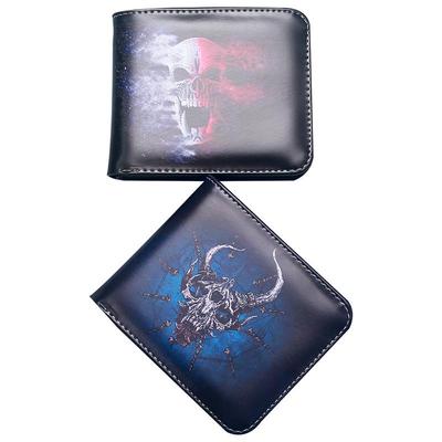Poșetă pentru bărbați cu imprimeu retro cu cranii - portofel compact, colorat și la modă